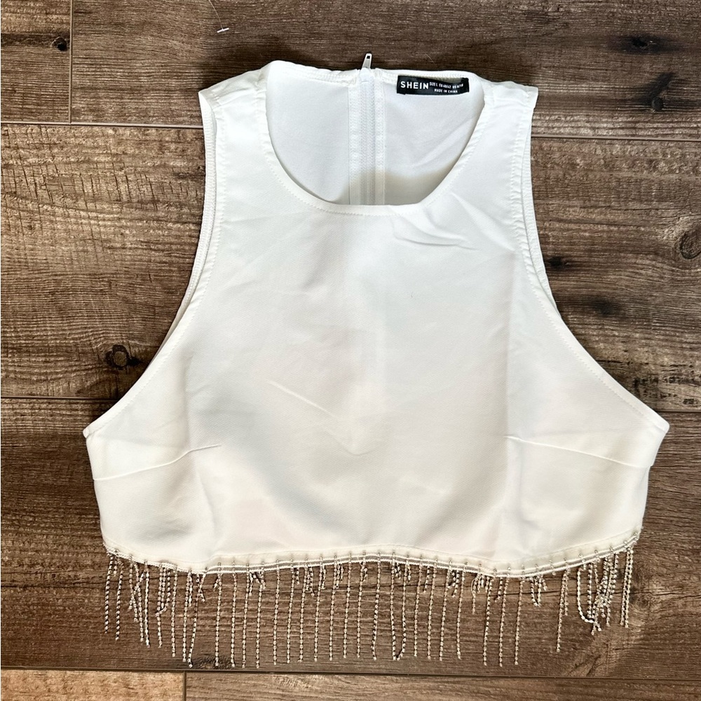 SHEIN crop rinestone top